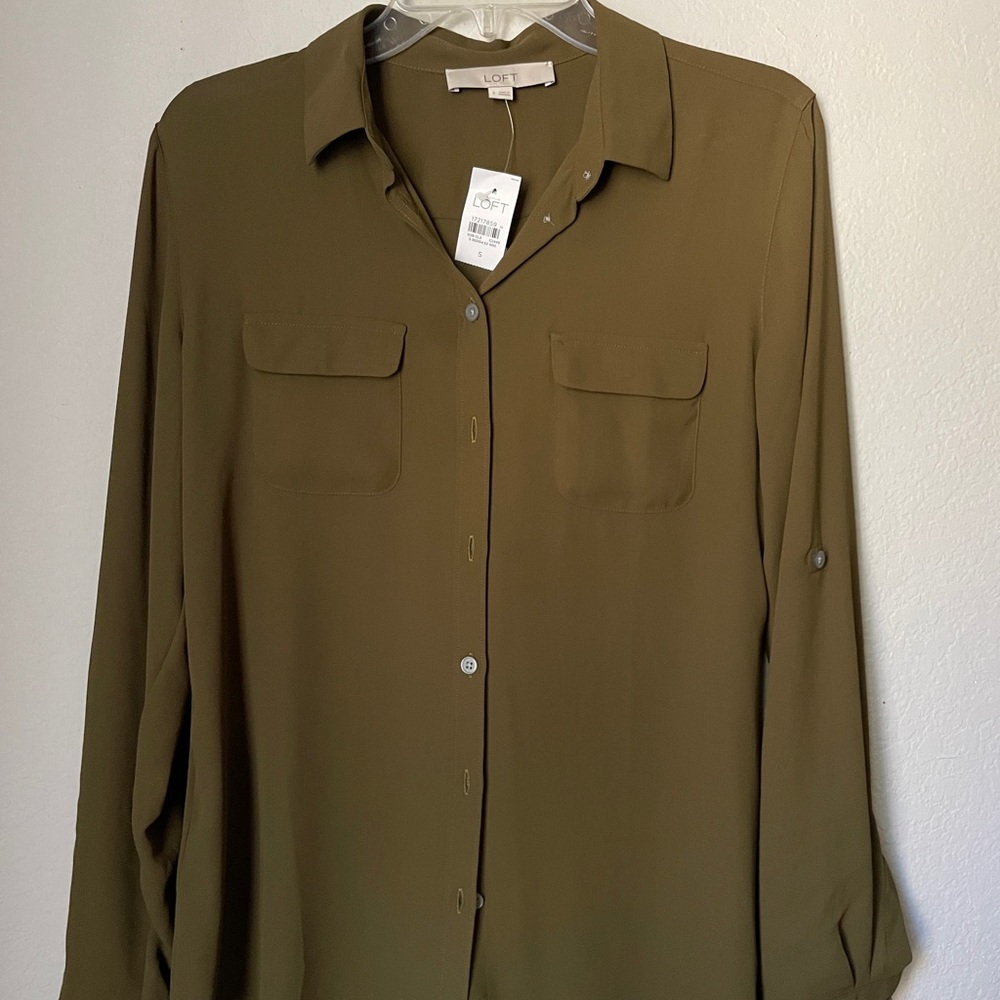 Loft Sheer Long Sleeve Blouse